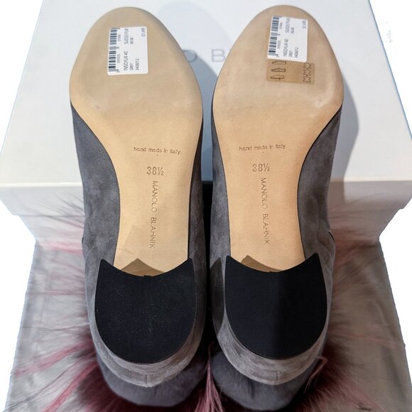 Brand New Manolo Blahnik Insofur 40 Suede and Fur Ankle Boots - Picture 10 of 12
